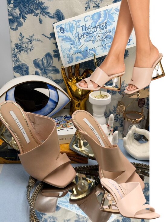 Gianni Bini Shoes - 🆕 GIANNI BINI 🧿 NWOB Paityn Leather Architectural Pearl Wedge, Nude - Sz 7